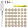 Set 60 Capse Bej Reparatie Tapiterie Auto + Instrument Instalare - Nituri Metalice, Surubelnita, Centimetru - Kit Reconditionare Plafon