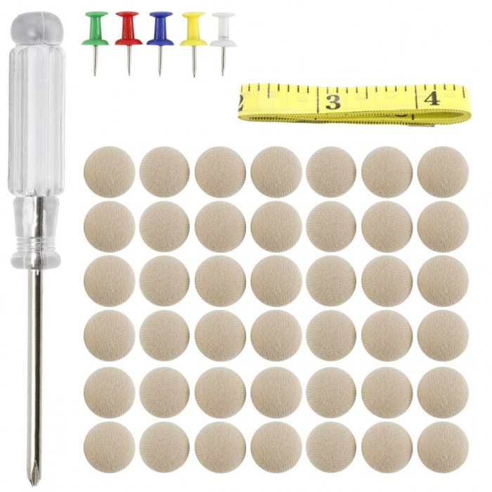 Set 60 capse, pentru reconditionare tapiterie/plafon auto cu instrument de instalare, Bej