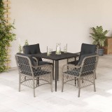 VidaXL Set mobilier de grădină cu perne, 5 piese gri deschis poliratan