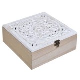 Cutie de depozitare din lemn cu capac perforat, model mandala, 22.5x22.5x10cm, CMCLASS