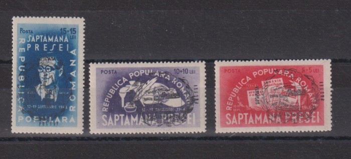 ROMANIA 1948 SAPTAMANA PRESEI DEMOCRATE 3 VAL LP. 243a MNH 2 SCAN