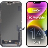 Display cu Touchscreen JK pentru Apple iPhone 14 Plus, cu Rama, Versiune LCD In-Cell IC Movable, Negru