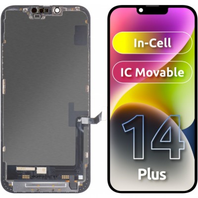 Display cu Touchscreen JK pentru Apple iPhone 14 Plus, cu Rama, Versiune LCD In-Cell IC Movable, Negru foto