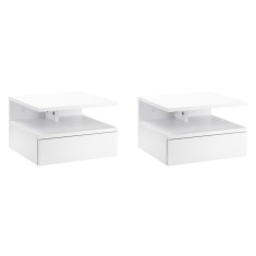 HOMCOM Set de 2 Noptiere Suspendate Moderne pentru Dormitor cu Sertar și Poliță Superioară din Lemn, 35x32x22.5 cm, Alb | Aosom Romania