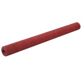 Cumpara ieftin Plasă de s&acirc;rmă găini, roșu, 25 x 1,5 m, oțel cu &icirc;nveliș PVC