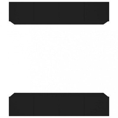 Comode TV, 4 buc., negru, 80x30x30 cm, lemn compozit foto