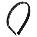 Bentită Par, Model Subțire, Culoare Negru, Strassuri Argintii, Pietre Negre, Oem