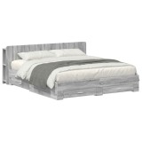 vidaXL Cadru de pat cu depozitare cu headboard Sonoma gri 200 x 200 cm 3433797