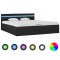 Gossi cadru pat hidraulic cu led, gri inchis, 180x200 cm, textil