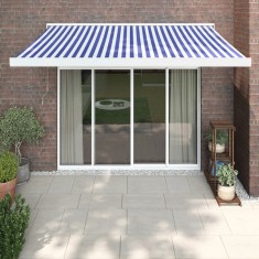 vidaXL Copertină retractabilă albastru/alb, 3,5x2,5 m, textil/aluminiu foto