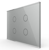 Livolo VL-FC4-3G-15 Intrerupator Touch Cvadruplu LED Gri Incastrat 4 Circuite 250V 5A