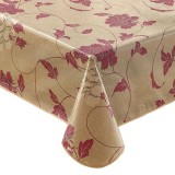 Cumpara ieftin Fata de masa tip musama Bej cu Flori Fuchsia, 180x140 cm, Material PVC