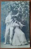 Carte postala, tineri indragostiti, 1913