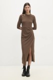 Answear Lab rochie culoarea maro, midi, dreaptă