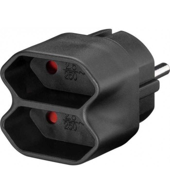 Adaptor Stecher Schuko - 2x Euro mama negru Goobay foto