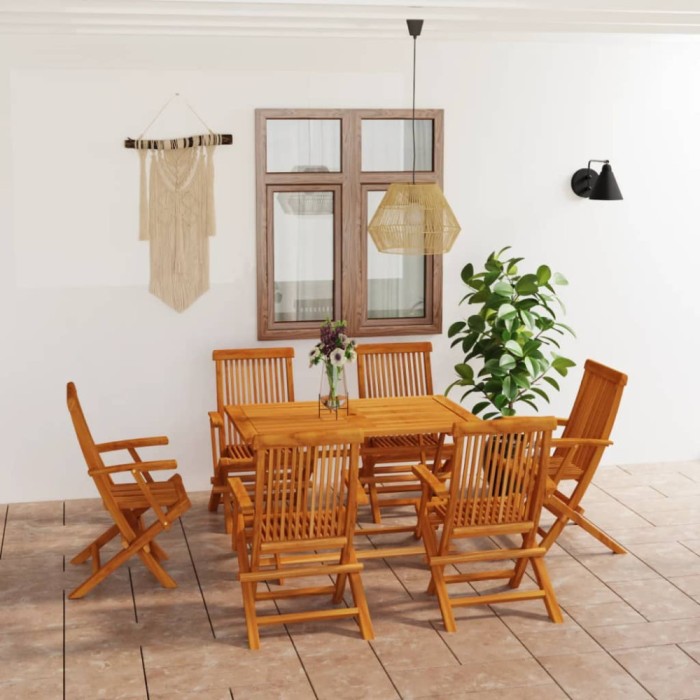 vidaXL Set mobilier grădină, 7 piese, lemn masiv de tec 3059604