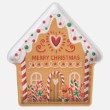 Farfurie Decorativă Metalică Crăciun, Model Gingerbread Bej, CMCLASS
