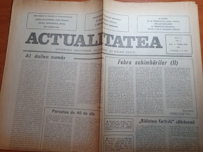 ziarul actualitatea anul 1, nr, 2 - 8 februarie 1990-saptamanal calarasean foto