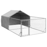 Cumpara ieftin Canisa de exterior cu alergare 5x2x1,5 m otel galvanizat