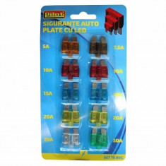 Set 10 sigurante auto plate cu led Pilot, 12V