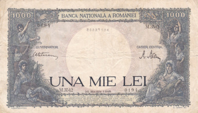 BANCNOTA 1000 LEI 1945 Seria M 3542 foto