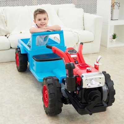 Tractor cu pedale si Remorca Manini, Micul Fermier XL, culoare albastru, GFD-005 foto