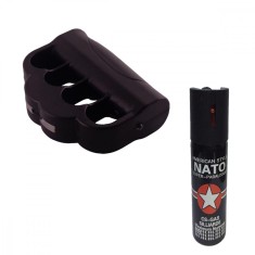 Set autoaparare, electrosoc tip pumnal si spray paralizant, IdeallStore&reg;, 110 V, negru, 60 ml