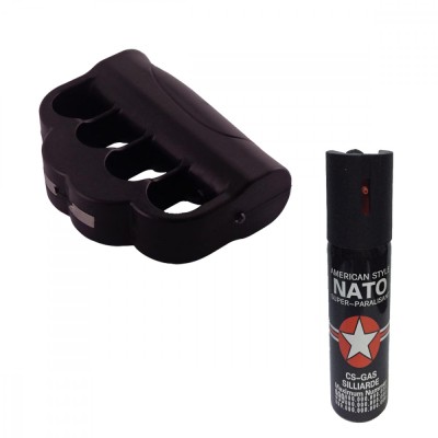 Pachet autoaparare, electrosoc tip pumnal, negru, 110 V si spray paralizant 90 ml foto