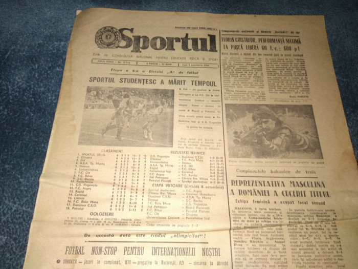 ZIARUL SPORTUL 3 OCTOMBRIE 1983