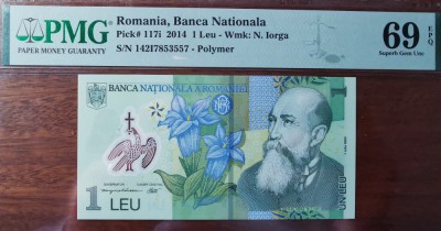 Bancnota 1 leu, an 2014 foto