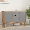 VidaXL Servantă, maro și gri, 113,5x43x73 cm, lemn masiv de pin