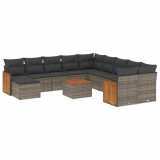Cumpara ieftin Set canapea de gradina cu perne, 12 piese, gri, poliratan