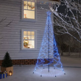 VidaXL Pom de Crăciun cu st&acirc;lp de metal, 500 LED-uri, albastru, 3 m