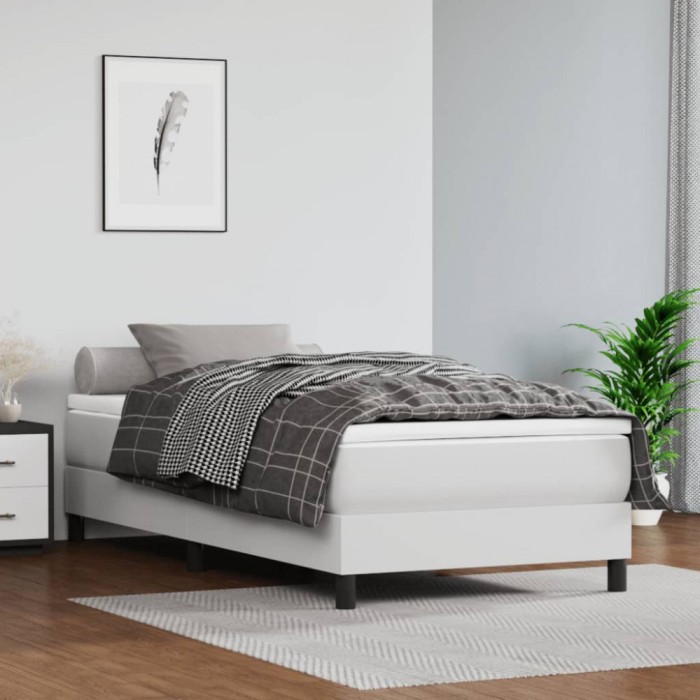 vidaXL Cadru de pat, alb, 100x200 cm, piele ecologică 3120683