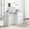 Birou, alb extralucios, 90 x 45 x 76 cm, lemn prelucrat