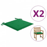Perne scaun de grădină, 2 buc., verde, 50 x 50 x 3 cm, vidaXL
