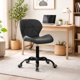 Scaun birou Leobert Noto, piele ecologica neagra, pivotant, reglabil, 53.5x57x87 cm, suporta 120 kg