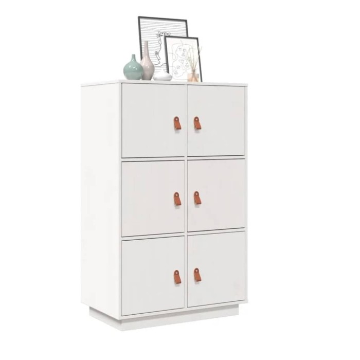 vidaXL Dulap &icirc;nalt, alb, 67x40x108,5 cm, lemn masiv de pin 820173