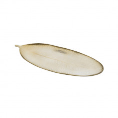 Platou, Bobo, alb, lemn, 59 x 21.5 cm, forma frunza