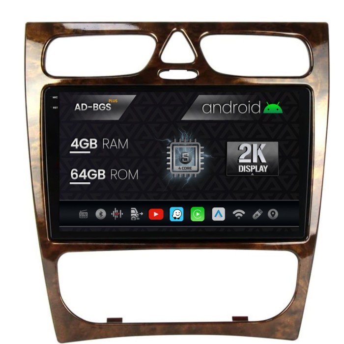 Navigatie 2K Benz C Class (W203) (2002-2004), Android OS, S-Quadcore 4GB RAM + 64GB ROM, 9.5 Inch - AD-BGS90042K+AD-BGRKIT416V3