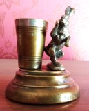 M&uuml;nchmeyer &amp; Co. Viena, recipient pentru scobitori, alamă placată cu argint din 1900, Figurina, Universal