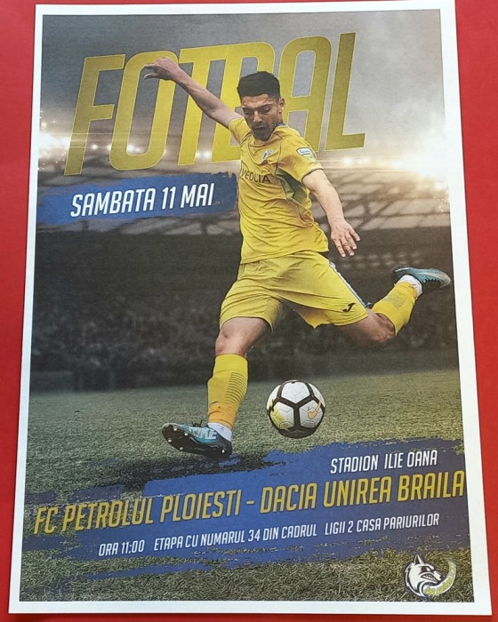 Program meci fotbal PETROLUL PLOIESTI - DACIA UNIREA BRAILA (11.05.2019)