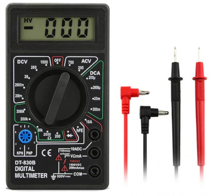 Aparat de masura, multimetru digital, DT-830B, display cu 4 valori (1999) cu