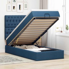 vidaXL Cadru de pat otoman cu saltea țesătură albastră 90x190cm 3314057