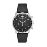 Emporio Armani Aviator AR11143 Ceas Bărbați Cronograf Quartz Cadran Negru Curea Piele 43mm