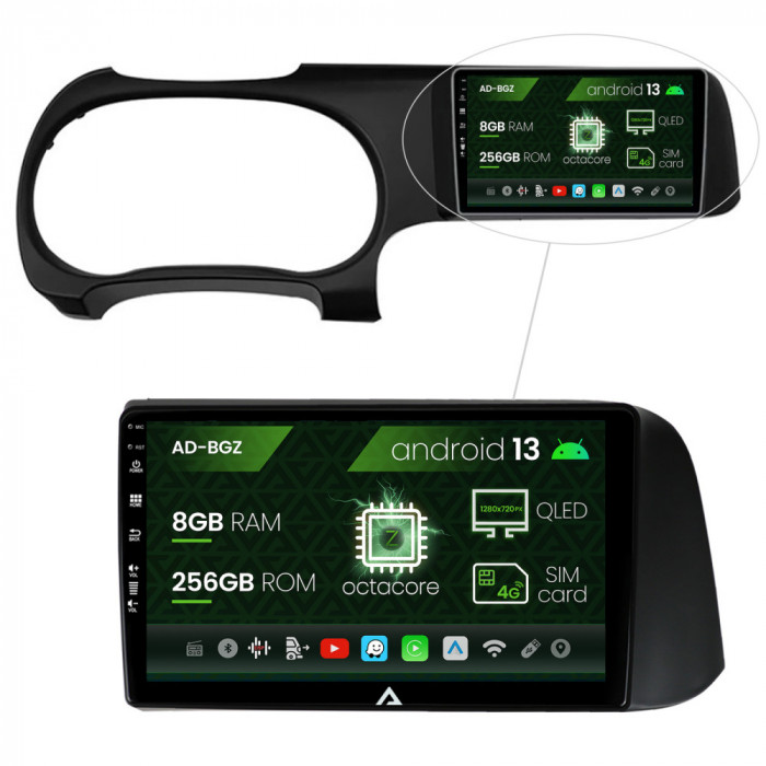 Navigatie Hyundai I10 (2020+), Android 13, Z-Octacore 8GB RAM + 256GB ROM, 9 Inch - AD-BGZ9008+AD-BGRKIT221