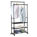 Cumpara ieftin Suport haine cu 2 polite metal negru Tirus 78.5x42x165 cm