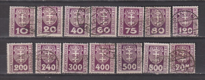 GERMANIA DANZIC 1921 MI.1-14 P.M. STAMPILAT