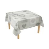 Rola fata de masa decorativa PVC 1.37x20m, grosime 0.18mm, textil 45 g/mp, model inimi gri Breckner Germany