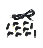 Cablu de incarcare USB universal OTB cu mufa DC si 10 adaptoare interschimbabile, 1m, negru